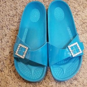 Turquoise slip on shoes